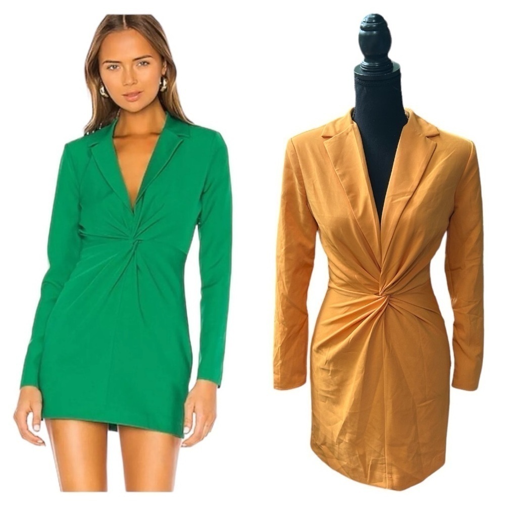 NWOT NBD Joelle Mini Dress Revolve Long Sleeve Twist Front  Tuxedo Dress